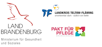 Logo des Landes Brandenburg (MSGIV) und des Pakts für Pflege